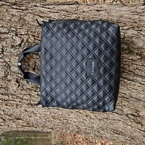 TAHARI. Black Quilted Tote Bag. Faux Leather. NWOT!